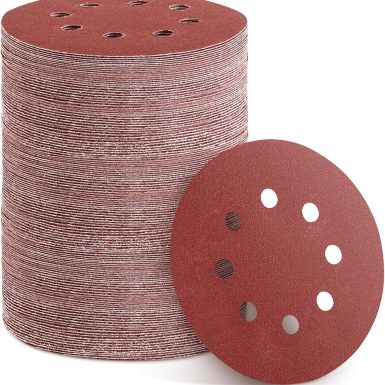 150pcs Sanding Discs Set, 5-Inch 8-Hole Sandpaper, Including 60,80,100,120,150,180,240,320,400,600 Grit for Woodworking or Automotive